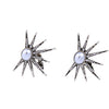 TESSLA - Silver Pearl Studded Sun Clip Earrings