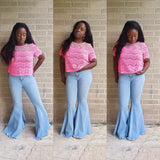 ANNA - Neon Lace Crop Top