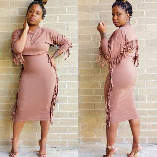 Fringe-Midi-Skirt-Set 